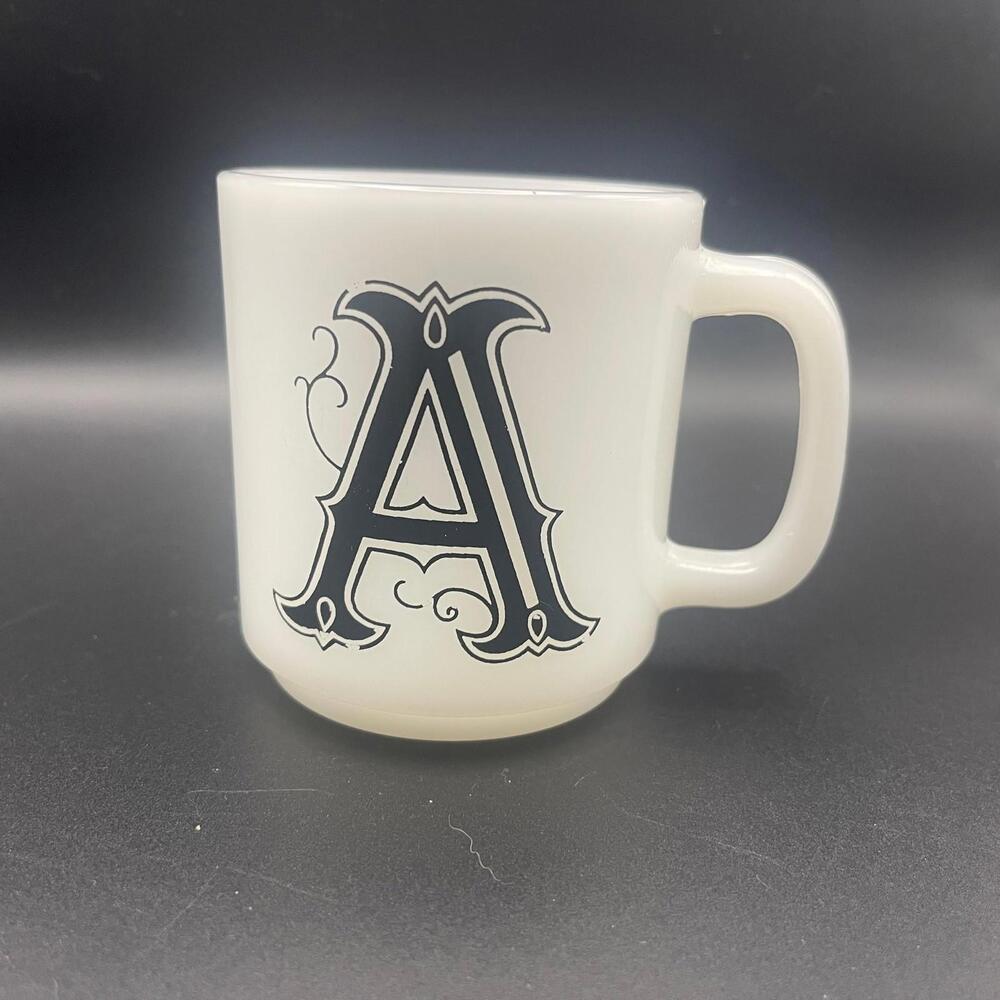 Vintage 1940's Federal Glass “A” Coffee Cup MCM Milk Glass